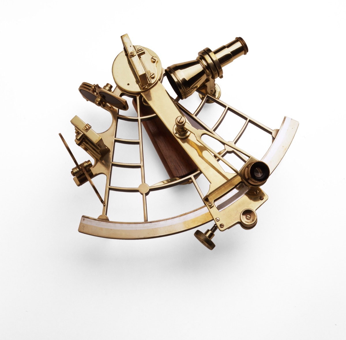 Sextant aus Messing, freigestellt